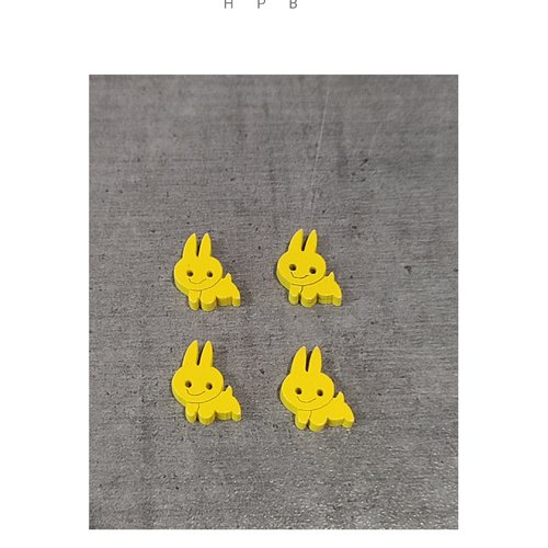 Lot de 4 boutons en bois lapins