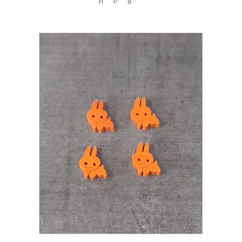 Lot de 4 boutons en bois lapins