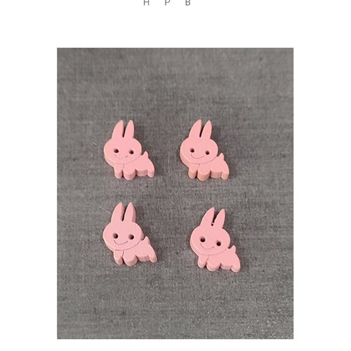 Lot de 4 boutons en bois lapins