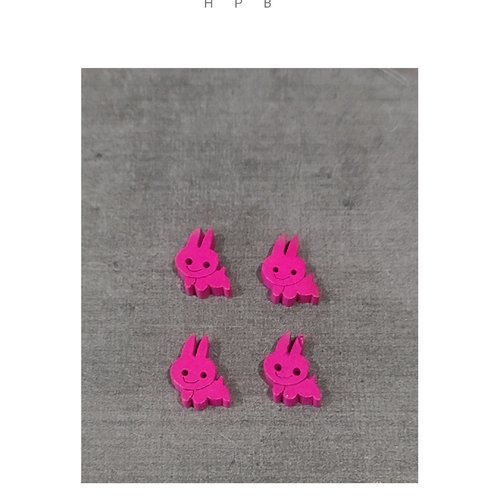 Lot de 4 boutons en bois lapins