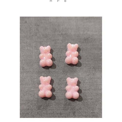Lot de 4 perles acryliques oursons