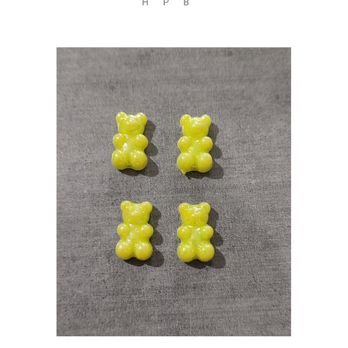 Lot de 4 perles acryliques oursons