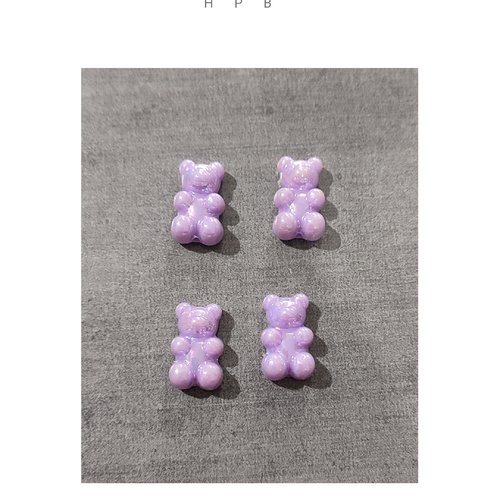 Lot de 4 perles acryliques oursons