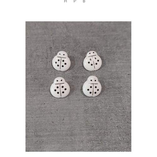 Lot de 4 boutons à anneaux en forme de coccinelle