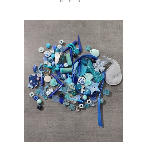Assortiment de 100 éléments coloris bleu,turquoise
