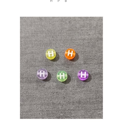 Lot de 5 perles alphabet  "h"