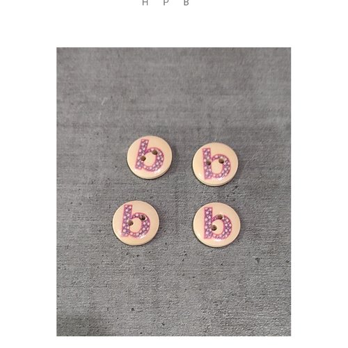 Lot de 4 boutons en bois alphabet