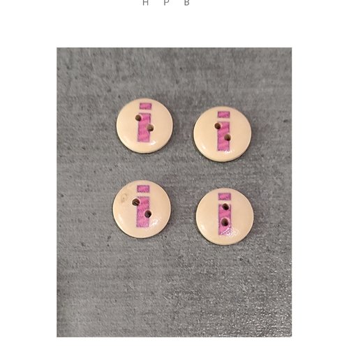 Lot de 4 boutons en bois alphabet
