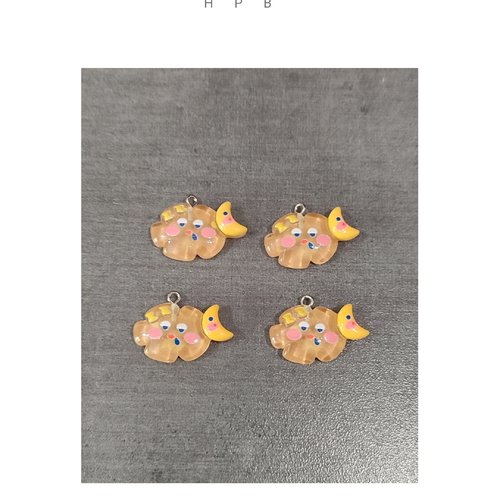 Lot de 4 breloques résine nuage