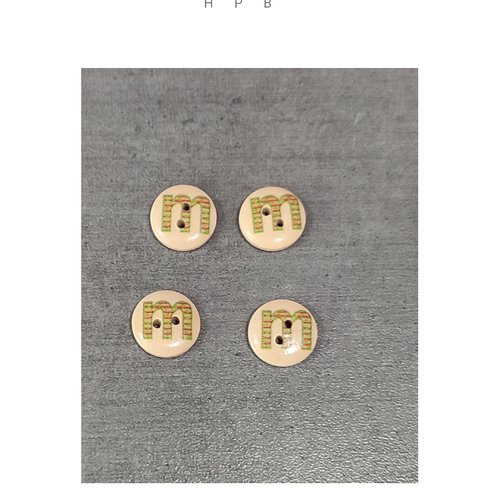 Lot de 4 boutons en bois alphabet