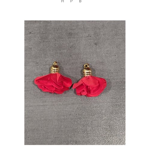 Lot de 2 pompons acrylique et tissu