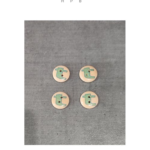 Lot de 4 boutons en bois alphabet