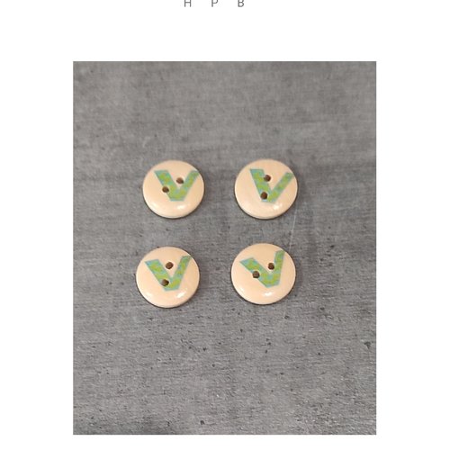 Lot de 4 boutons en bois alphabet