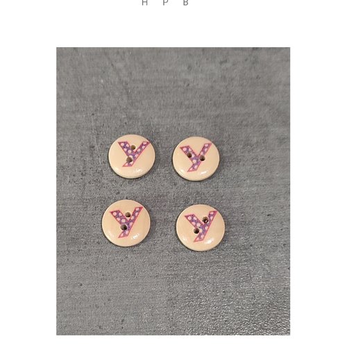 Lot de 4 boutons en bois alphabet