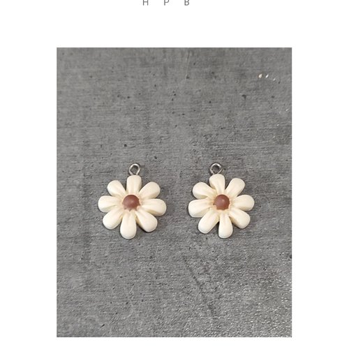 Lot de 2 breloques résine fleur