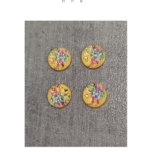 Lot de 4 cabochons ronds acryliques