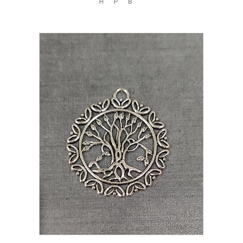 Pendentif arbre de vie en métal argenté