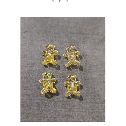 Lot de 4 perles acryliques oursons