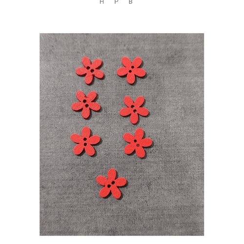 Lot de 7 boutons en bois fleurs