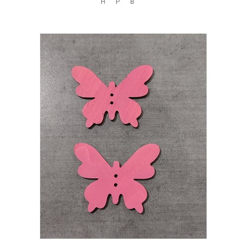 Lot de 2 boutons en bois papillon