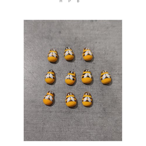 Lot de 10 cabochons abeilles en bois