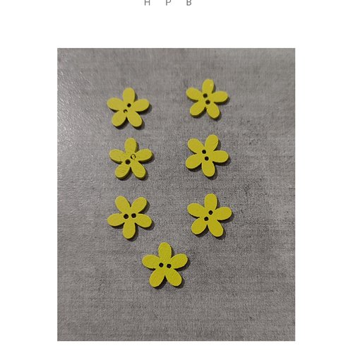 Lot de 7 boutons en bois fleurs