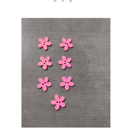 Lot de 7 boutons en bois fleurs