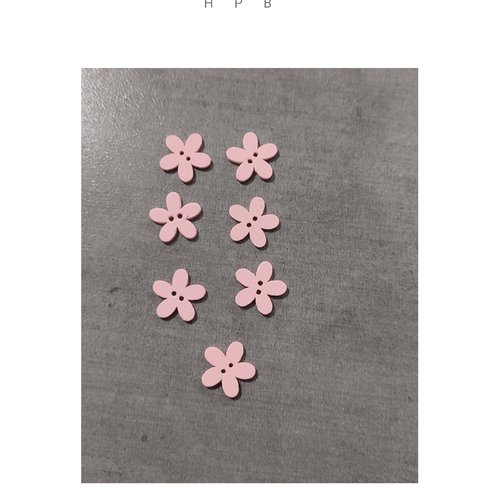 Lot de 7 boutons en bois fleurs
