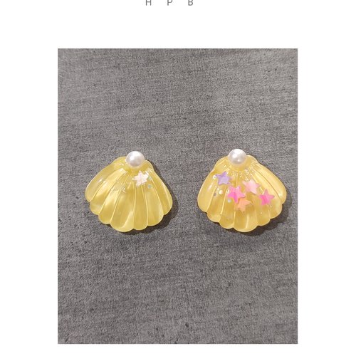 Lot de deux cabochons coquillage en résine
