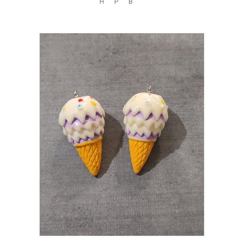 Lot de 2 grandes breloques en résine en forme de glace