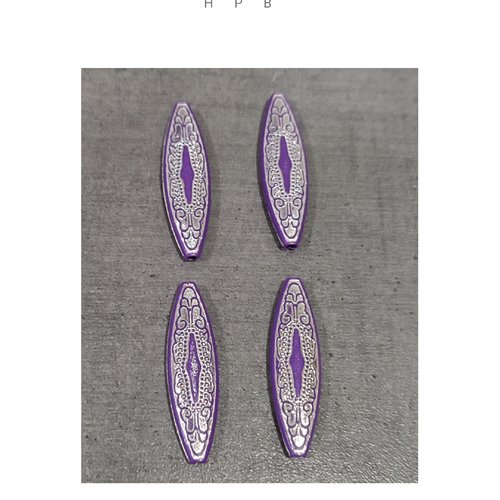 Lot de 4 perles navettes acryliques