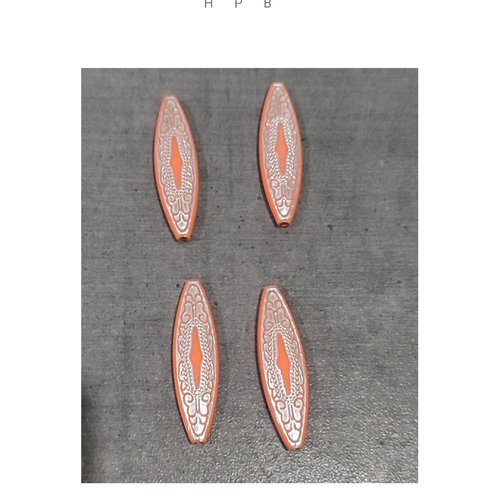 Lot de 4 perles navettes acryliques