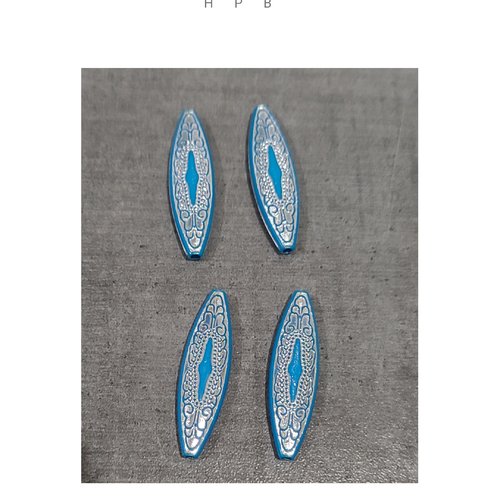 Lot de 4 perles navettes acryliques