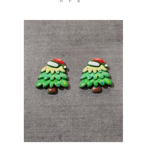 Lot de deux cabochons noël en résine