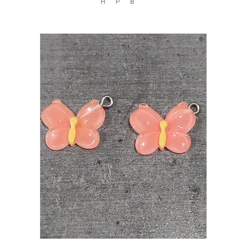 Lot de 2  breloques en résine en forme de papillon