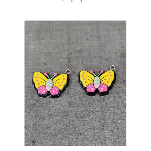 Lot de 2  breloques en résine en forme de papillon
