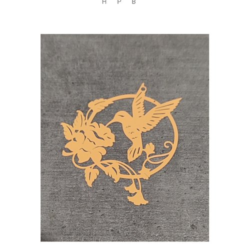 Estampe oiseau et fleurs en laiton