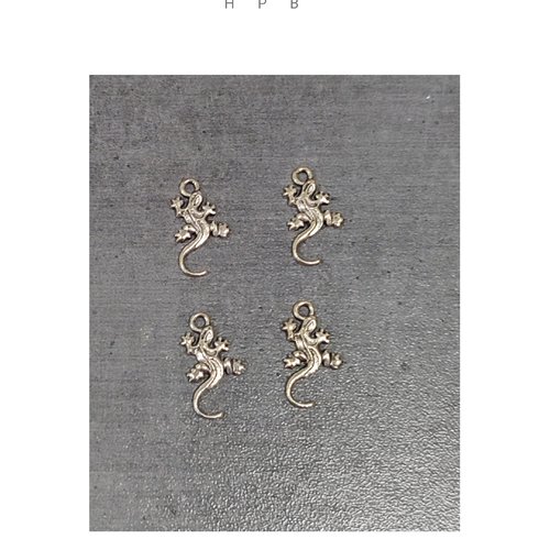 Lot de 4 breloques en forme de lézard