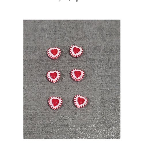 Lot de 6 perles coeurs