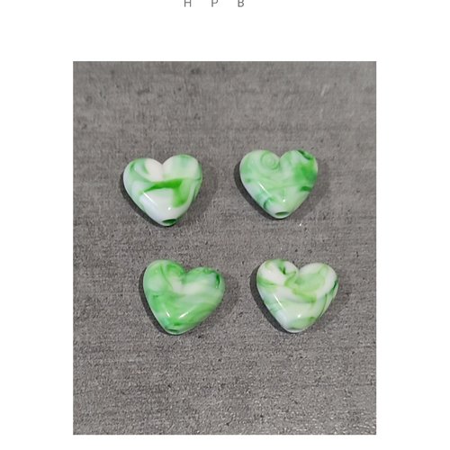Lot de 4 perles coeurs