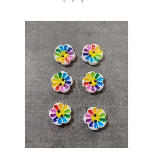 Lot de 6 boutons acryliques fleurs