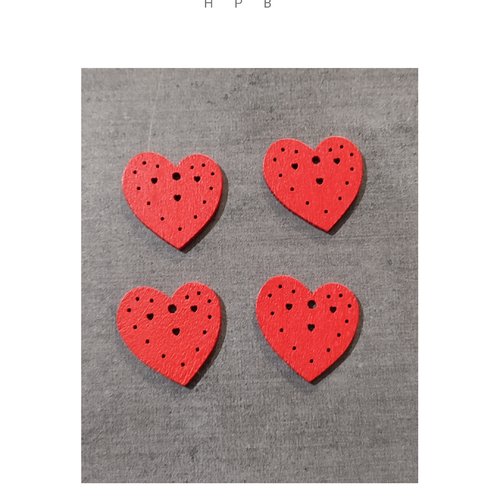 Lot de 4 breloques coeurs en bois