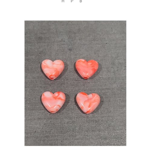 Lot de 4 perles coeurs
