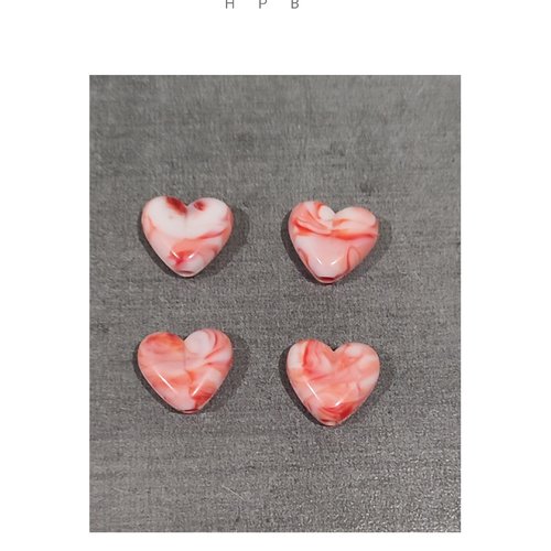 Lot de 4 perles coeurs