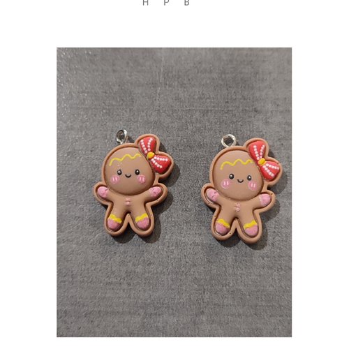 Lot de 2 breloques résine noël