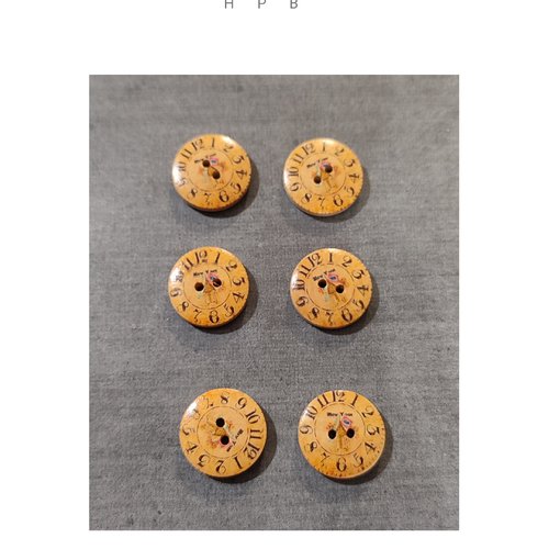 Lot de 6 boutons en bois