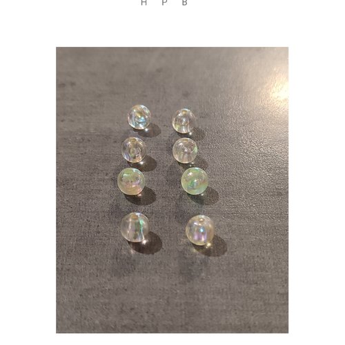Lot de 8 perles rondes  8 mm acryliques