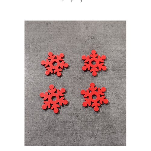 Lot de 4 breloques  flocon en bois