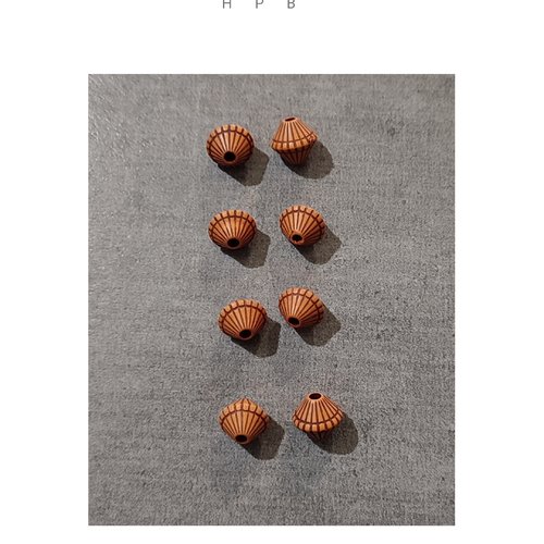Lot de 8 perles toupies imitation bois