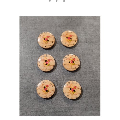 Lot de 6 boutons en bois